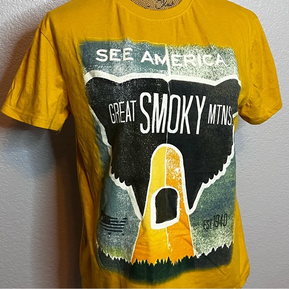 Great Smoky Mountains Shirt Womens Size Small Yellow Creative Action Network Tee - Picture 2 of 4